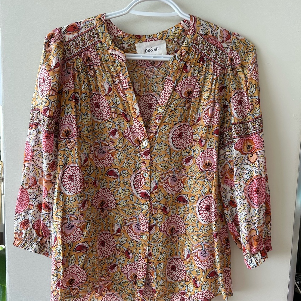 Ba&sh Multicolor Floral Blouse - Pink and Yellow